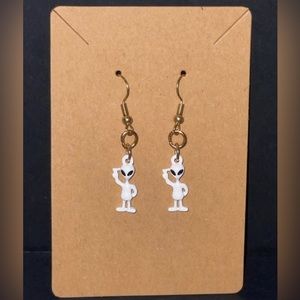 Alien Earrings - White Alien Earrings - Mars - Space Earrings - Hypoallergenic